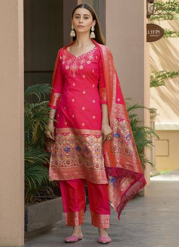 Attrective These Designer Suit in Fine Colored Pair With Bottom And Dupatta.