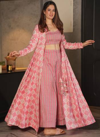 Attrective Looking These Beautiful Looking Readymade Koti,Plazzo With Shrug.These Top And Bottom Are Rayon And Shrug (Koti) is Fabricated On Rayon.Its Beautified With Designer Digital Printed,Hand Designer.