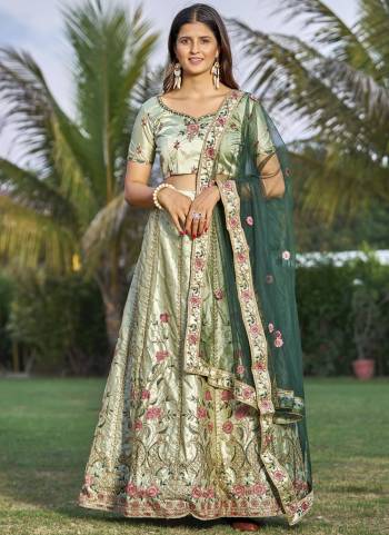 Grab These Beautiful Colored Lehenga Choli.These Lehenga and Dupatta Are Fabricated On Net Pair With Net Blouse.Its Beautified With Heavy Thread, Embroidery Work.