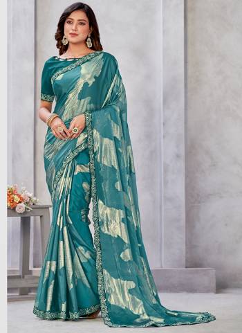 Look Attrective These Designer Party Wear Saree in Fine Light Colored.These Saree Are Georgette And Blouse Brocade is Fabricated.Its Beautified Wevon Jacquard Designer With Embroidery Work.