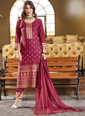 Grab These Beautiful Looking Readymade Suits With Dupatta.These Suit is Fabricated On Top And Bottom Are Rayon And Fancy Fabric Dupatta .Its Beautified With Designer Printed.