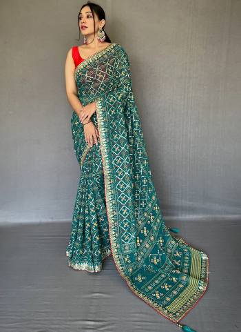 Garb These Party Wear Saree With Blouse in Fine Colored.These Saree And Blouse is Fabricated On Georgette.Its Beautified With Bandhani Printed With Gotta Pata Lace Border Bolose.