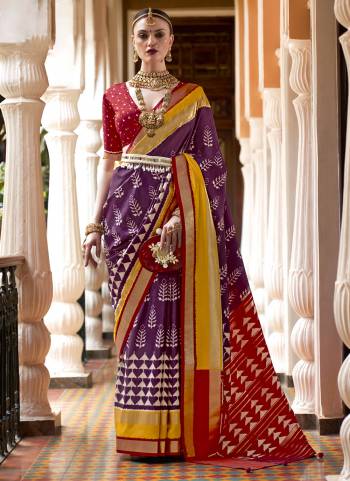 Looking These Party Wear Saree in Fine Colored.These Saree And Blouse is Fabricated On Patola Silk.Its Beautified With Designer patola with foil printed.