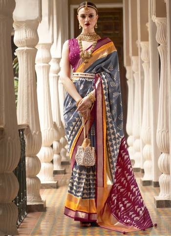 Looking These Party Wear Saree in Fine Colored.These Saree And Blouse is Fabricated On Patola Silk.Its Beautified With Designer patola with foil printed.