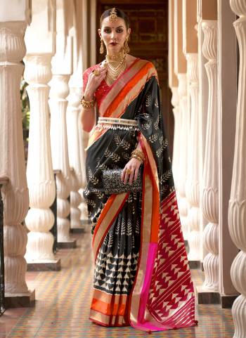 Looking These Party Wear Saree in Fine Colored.These Saree And Blouse is Fabricated On Patola Silk.Its Beautified With Designer patola with foil printed.