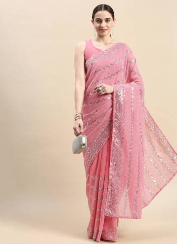 Garb These Party Wear Saree With Blouse in Fine Colored.These Saree And Blouse is Fabricated On Georgette.Its Beautified With Designer Sequance Embroidery Work.