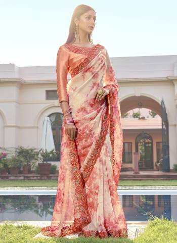 Garb These Designer Party Wear Saree in Fine Colored.These Saree Are Organza And Blouse is Fabricated On Art Silk Pair.Its Beautified Digital Printed,Khatli Work Blouse,Border.