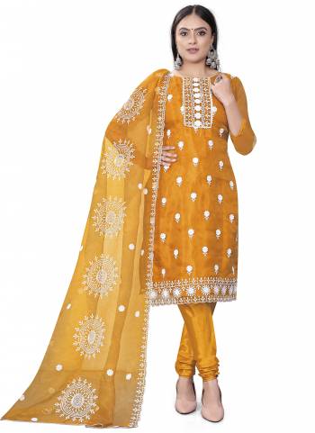 Grab These Suit in Fine Colored Pair With Bottom And Dupatta.These Top And Dupatta Are Fabricated On Organza Pair With Santoon Bottom.Its Beautified With Designer Embroidery Work.