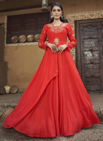 Grab These Beautiful Looking Readymade Gown In Fine Colored.These Gown is Fabricated On Muslin.Its Beautified With Designer Thread Embrodery Work.