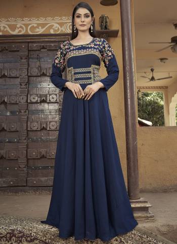 Grab These Beautiful Looking Readymade Gown In Fine Colored.These Gown is Fabricated On Muslin.Its Beautified With Designer Thread Embrodery Work.