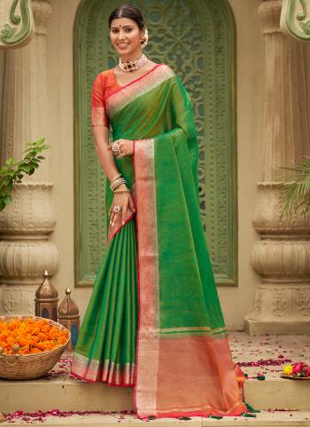 Looking These Party Wear Saree in Fine Colored.These Saree And Blouse is Fabricated On Tussar Silk.Its Beautified With Weaving Jari Designer.