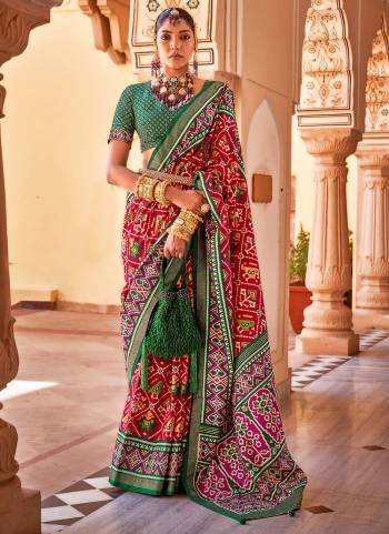 Looking These Party Wear Patola Saree in Fine Colored.These Saree And Blouse is Fabricated On Aircel Silk.Its Beautified With Patola With Gold Printed Designer.