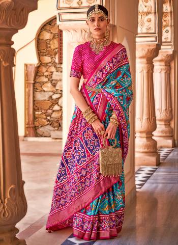 Looking These Party Wear Patola Saree in Fine Colored.These Saree And Blouse is Fabricated On Aircel Silk.Its Beautified With Patola With Gold Printed Designer.