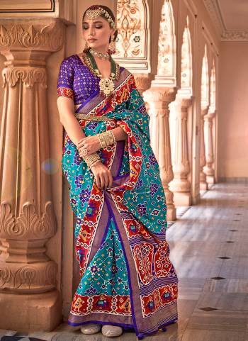 Looking These Party Wear Patola Saree in Fine Colored.These Saree And Blouse is Fabricated On Aircel Silk.Its Beautified With Patola With Gold Printed Designer.