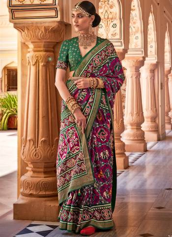 Looking These Party Wear Patola Saree in Fine Colored.These Saree And Blouse is Fabricated On Aircel Silk.Its Beautified With Patola With Gold Printed Designer.