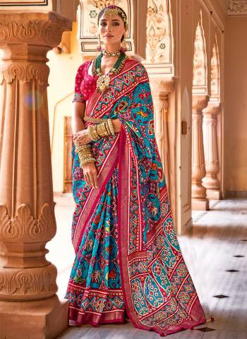 Looking These Party Wear Patola Saree in Fine Colored.These Saree And Blouse is Fabricated On Aircel Silk.Its Beautified With Patola With Gold Printed Designer.