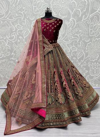 For A Fancy Designer Look,Grab These Lehenga Choli With 2 Dupatta in Fine Colored.These Lehenga And Choli Are Velvet And Dupatta Are Fabricated On Soft Net & Velvet Pair.Its Beautified With Designer Thread,Sequance,Jari,Dori Embroidery,Diamond Work.