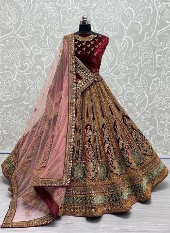 For A Fancy Designer Look,Grab These Lehenga Choli With 2 Dupatta in Fine Colored.These Lehenga And Choli Are Velvet And Dupatta Are Fabricated On Soft Net & Velvet Pair.Its Beautified With Designer Thread,Sequance,Jari,Dori Embroidery,Diamond Work.