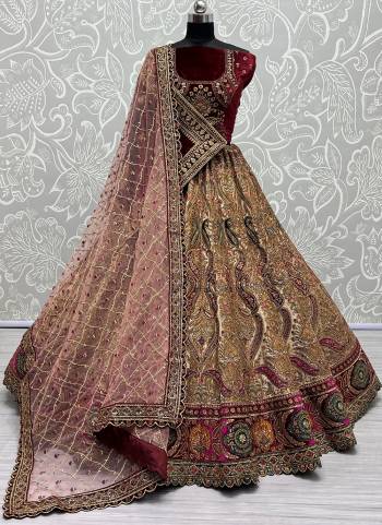 For A Fancy Designer Look,Grab These Lehenga Choli With 2 Dupatta in Fine Colored.These Lehenga And Choli Are Velvet And Dupatta Are Fabricated On Soft Net & Velvet Pair.Its Beautified With Designer Dori,Thread,Sequance,Jari Embroidery,Zarkan Diamond Work.