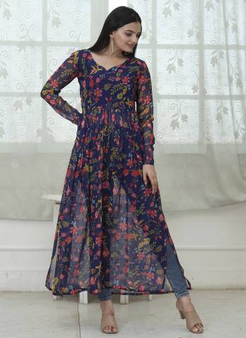 Attrective Looking These Beautiful Looking Readymade With Nyra Cut Kurti.These Kurti is Fabricated On Faux Georgette.Its Beautified With Designer Floral Digital Printed.