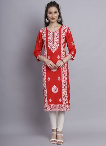 Attrective These Beautiful Looking Readymade Long Kurti.These Kurti is Fabricated On Rayon.Its Beautified With Designer Chickenkari Embroidery Work.