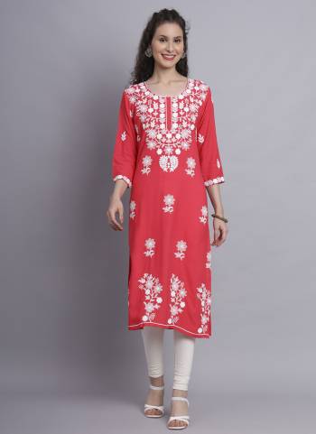 Attrective These Beautiful Looking Readymade Long Kurti.These Kurti is Fabricated On Rayon.Its Beautified With Designer Chickenkari Embroidery Work.