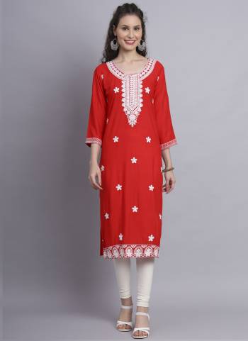 Attrective These Beautiful Looking Readymade Long Kurti.These Kurti is Fabricated On Rayon.Its Beautified With Designer Chickenkari Embroidery Work.