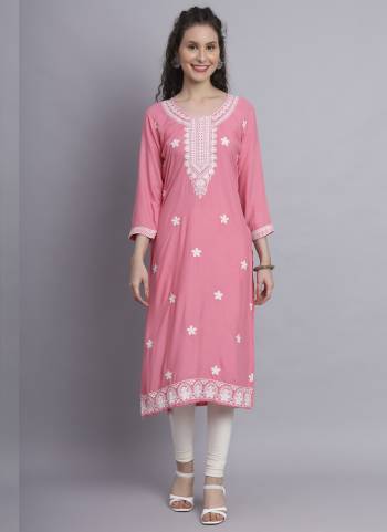 Attrective These Beautiful Looking Readymade Long Kurti.These Kurti is Fabricated On Rayon.Its Beautified With Designer Chickenkari Embroidery Work.