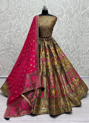 For A Fancy Designer Look,Grab These Lehenga Choli With Dupatta in Fine Colored.These Lehenga And Choli Are Banarasi Silk And Dupatta Are Fabricated On Viscose Silk Pair.Its Beautified With Wevon Designer, Embroidery,Zarkan Diamond Work.