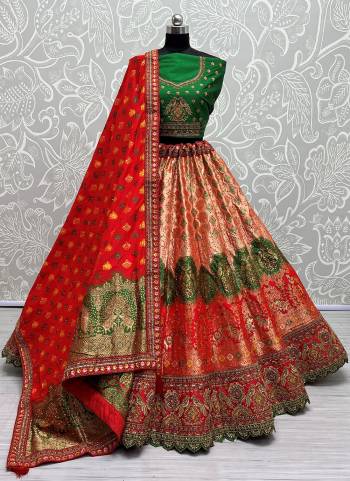 For A Fancy Designer Look,Grab These Lehenga Choli With Dupatta in Fine Colored.These Lehenga And Choli Are Banarasi Silk And Dupatta Are Fabricated On Viscose Silk Pair.Its Beautified With Wevon Designer, Embroidery,Zarkan Diamond Work.