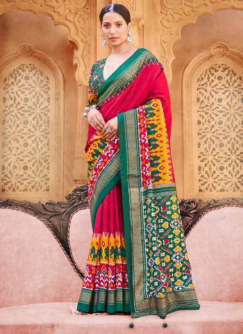 Garb These Party Wear Saree in Fine Colored.These Saree And Blouse is Fabricated On Cotton Silk Pair.Its Beautified With Weavon Designer With Printed.