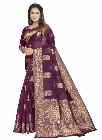 Grab These Festive Wear Saree in Fine Dark Colored.These Saree is Fabricated On Chanderi Cotton Pair With Chanderi Cotton Blouse.Its Beautified With Wevon Designer.