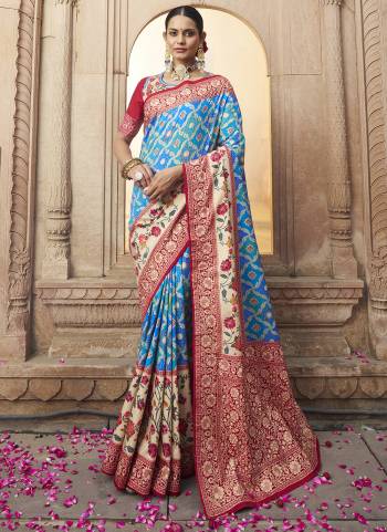 Attrective These Party Wear Saree in Fine Colored.These Saree And Blouse is Fabricated On Cotton Silk Pair.Its Beautified With Weavon  Designer With Printed.