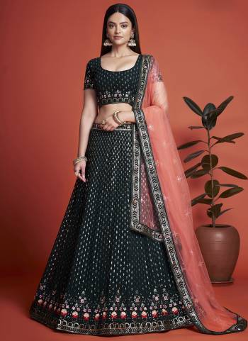 For A Designer Look,Grab These Lehenga Choli in Fine Colored.These Lehenga And Choli Are Fabricated On Georgette Pair With Soft Net Dupatta.Its Beautified With Heavy Designer Sequance,Thread Embroidery Work.