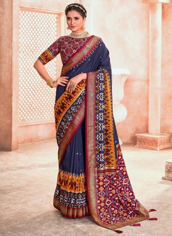 Attrective These Party Wear Saree in Fine Colored.These Saree And Blouse is Fabricated On Cotton Silk Pair.Its Beautified With Weavon Designer,Ikkat Printed With Mirror Work.