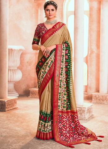 Attrective These Party Wear Saree in Fine Colored.These Saree And Blouse is Fabricated On Cotton Silk Pair.Its Beautified With Weavon Designer,Ikkat Printed With Mirror Work.