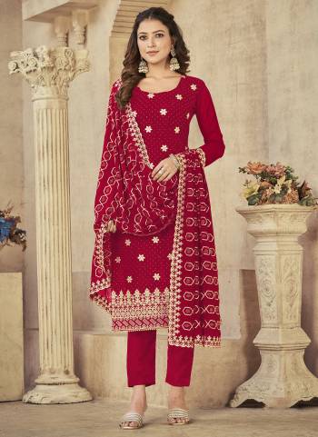 Grab These Suit in Fine Blooming Colored Pair With Bottom And Dupatta.These Top And Dupatta Are Fabricated On Faux Georgette Pair With Dull Santoon Bottom.Its Beautified With Heavy Designer Embroidery Work.