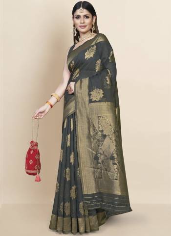 Grab These Festive Wear Saree in Fine Dark Colored.These Saree is Fabricated On Chanderi Cotton Pair With Chanderi Cotton Blouse.Its Beautified With Wevon Jacquard Designer.