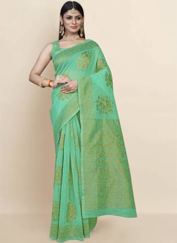 Grab These Festive Wear Saree in Fine Dark Colored.These Saree is Fabricated On Chanderi Cotton Pair With Chanderi Cotton Blouse.Its Beautified With Wevon Jacquard Floral Designer.