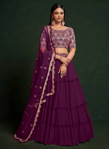 For A Designer Look,Grab These Lehenga Choli in Fine Colored.These Lehenga Are Faux Georgette And Dupatta Are Fabricated On Net Pair With Faux Georgette Blouse.Its Beautified With Thread,Sequance Embroidery Work.