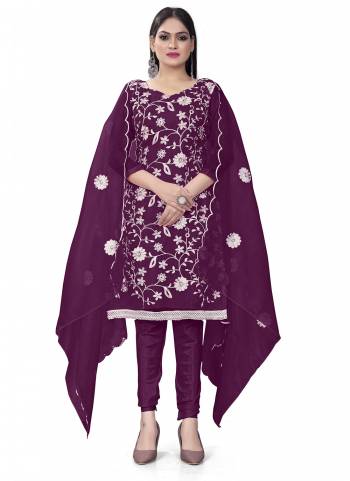 Garb This Suits In Lovely Color.Its Pretty Top Is Organza Silk Based Paired Bottom Santoon And Organza Silk Fabricated Dupatta Are Designer Floral Embroidery Work. Which Gives An Attractive To The Dress.