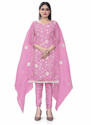 Garb This Suits In Lovely Color.Its Pretty Top Is Organza Silk Based Paired Bottom Santoon And Organza Silk Fabricated Dupatta Are Designer Floral Embroidery Work. Which Gives An Attractive To The Dress.