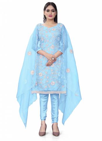 Garb This Suits In Lovely Color.Its Pretty Top Is Organza Silk Based Paired Bottom Santoon And Organza Silk Fabricated Dupatta Are Designer Floral Embroidery Work. Which Gives An Attractive To The Dress.