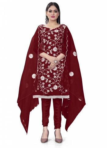 Garb This Suits In Lovely Color.Its Pretty Top Is Organza Silk Based Paired Bottom Santoon And Organza Silk Fabricated Dupatta Are Designer Floral Embroidery Work. Which Gives An Attractive To The Dress.