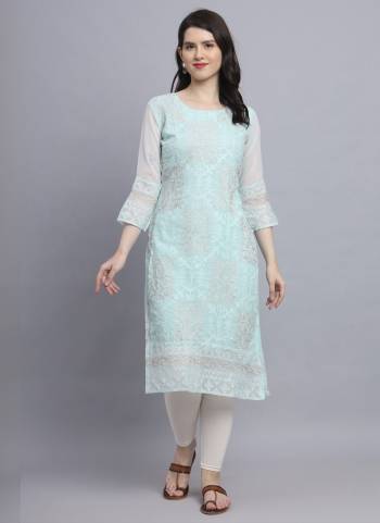 Attrective Looking These Beautiful Looking Readymade Long Kurti.These Kurti is Fabricated On Georgette With Crepe Inner.Its Beautified With Designer Chikankari Thread Embroidery Work.