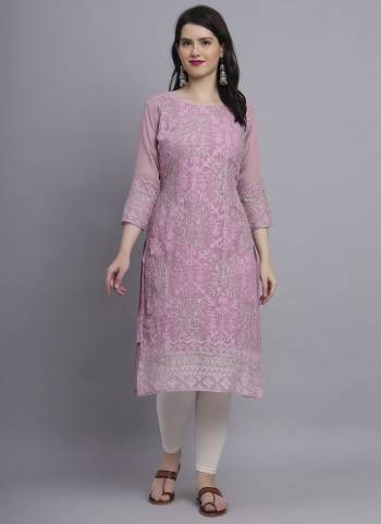 Attrective Looking These Beautiful Looking Readymade Long Kurti.These Kurti is Fabricated On Georgette With Crepe Inner.Its Beautified With Designer Chikankari Thread Embroidery Work.