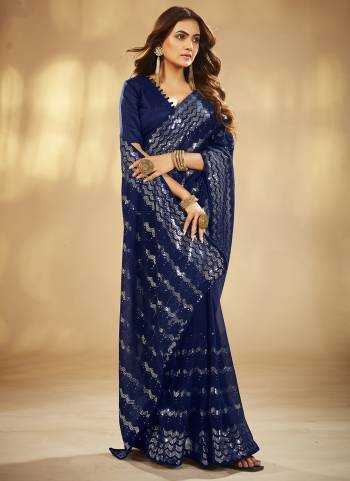 Garb These Fancy Party Wear Saree in Fine Colored.These Saree Are Georgette And Blouse is Mono Banglori Fabricated.Its Beautified With Designer Sequance Embroidery Work.