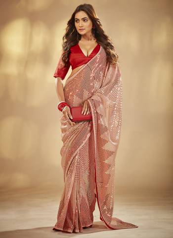 Garb These Fancy Party Wear Saree in Fine Colored.These Saree Are Georgette And Blouse is Mono Banglori Fabricated.Its Beautified With Designer Sequance Embroidery Work.