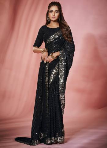 Garb These Fancy Party Wear Saree in Fine Colored.These Saree Are Georgette And Blouse is Mono Banglori Fabricated.Its Beautified With Designer Sequance Embroidery Work.