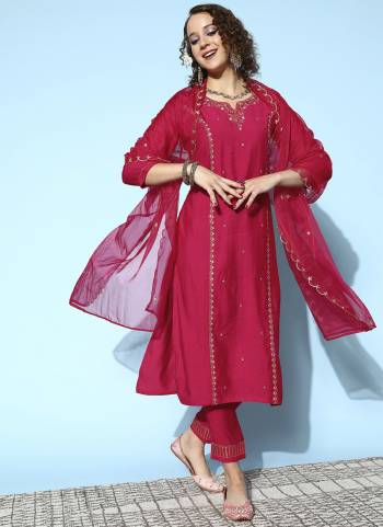 Attrective Looking These Beautiful Looking Readymade Suits.These Top And Bottom Are Viscose Rayon And Dupatta Organza Fabricated.Its Beautified With Designer Embroidery Work.